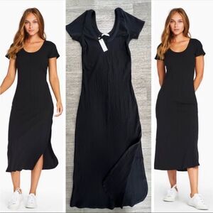 NWT VITAMIN A WOMENS XS CATALINA RIBBED BLACK  T-SHIRT DRESS SUSTAINABLE ORGANIC